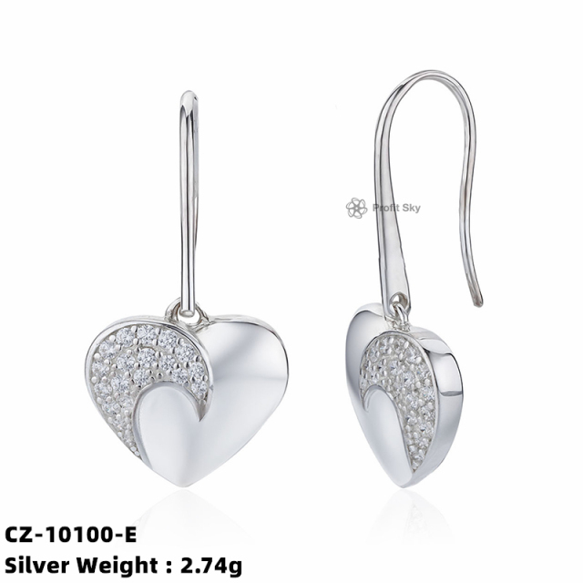 Heart-shaped Ear 925 Silver Hook Earring