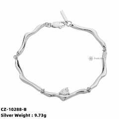 925 Sterling Silver Chain Crystal Knot Adjustable Cubic Zircon Charm Bracelet