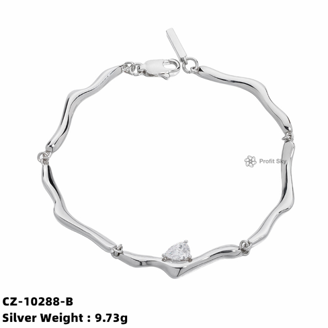925 Sterling Silver Chain Crystal Knot Adjustable Cubic Zircon Charm Bracelet