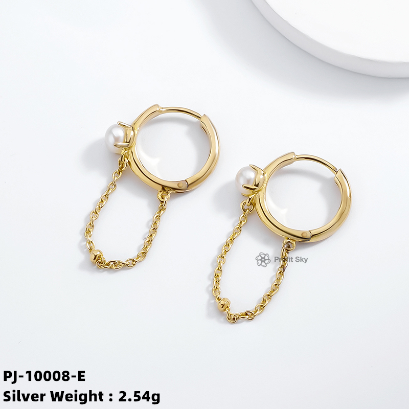 Lustrous Nights: Handcrafted Sterling Silver Pearl Stud Earrings