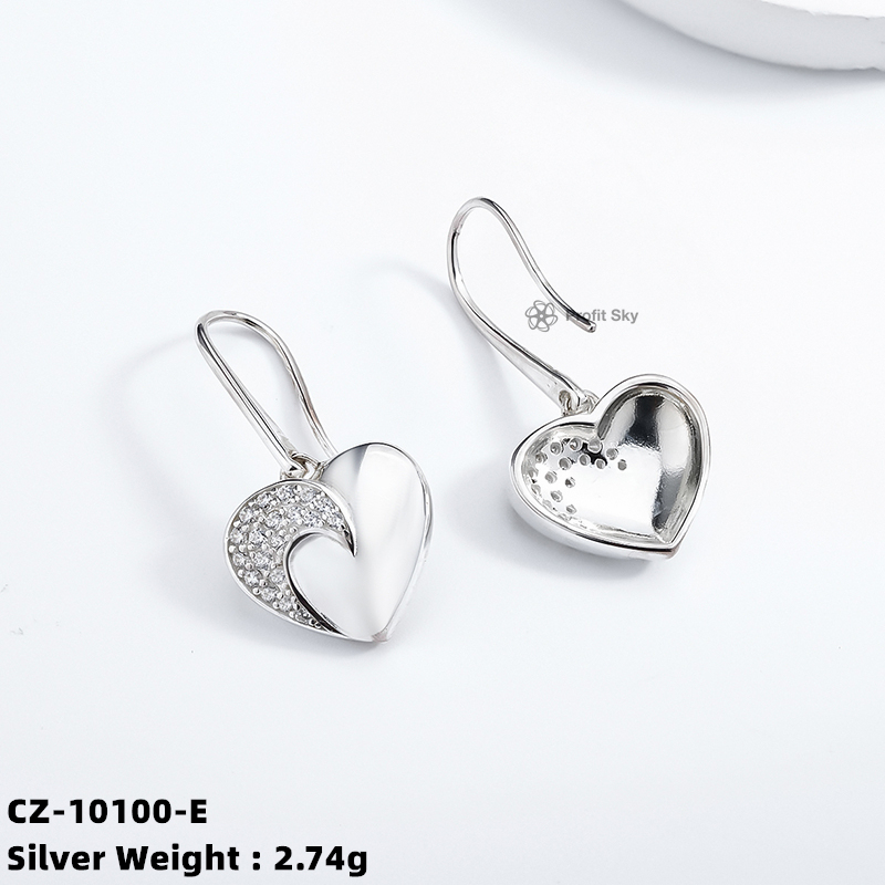 Heart-shaped Ear 925 Silver Hook Earring