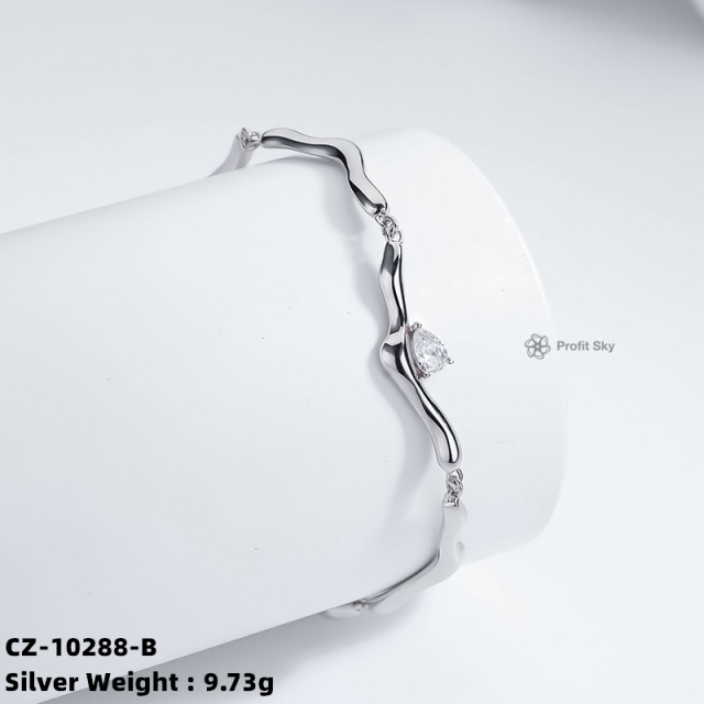 Heart-Shaped Sterling Silver Charm Bracelet