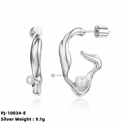 Boho Chic Delight: Silver Hoop Earrings with Cultured Pearl Drops
