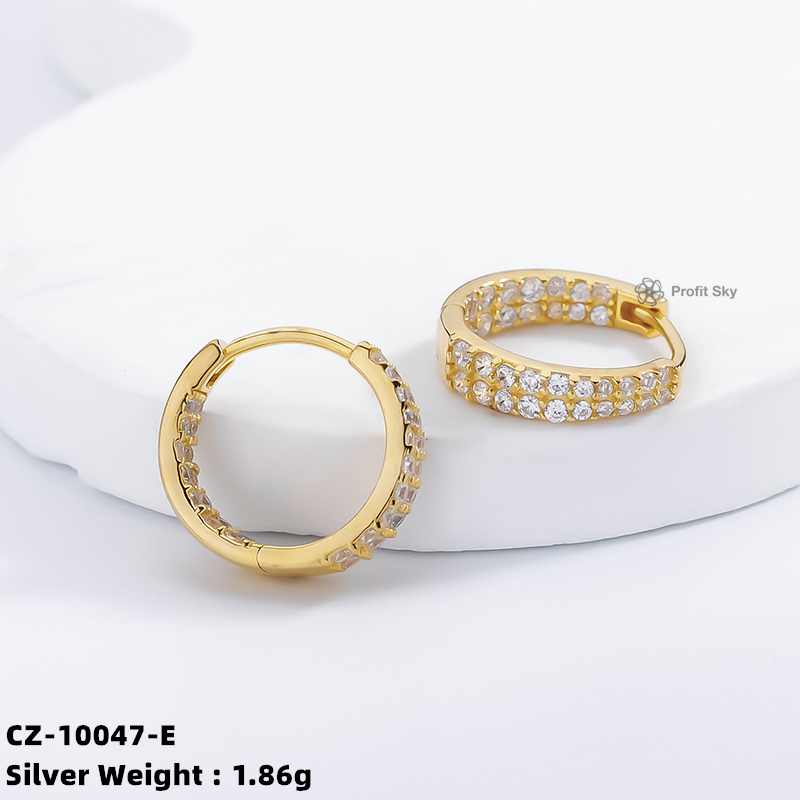 Starburst CZ Silver Hoop Earrings