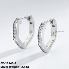 925 Sterling SIlver Geometric Hexagon Hoop Huggie Earings