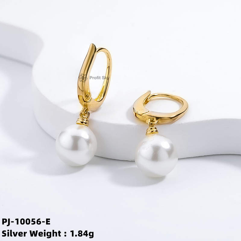 Contemporary Sophistication: Modern Silver Pearl Studs Earrings