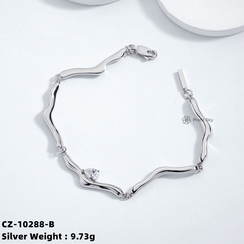 925 Sterling Silver Chain Crystal Knot Adjustable Cubic Zircon Charm Bracelet