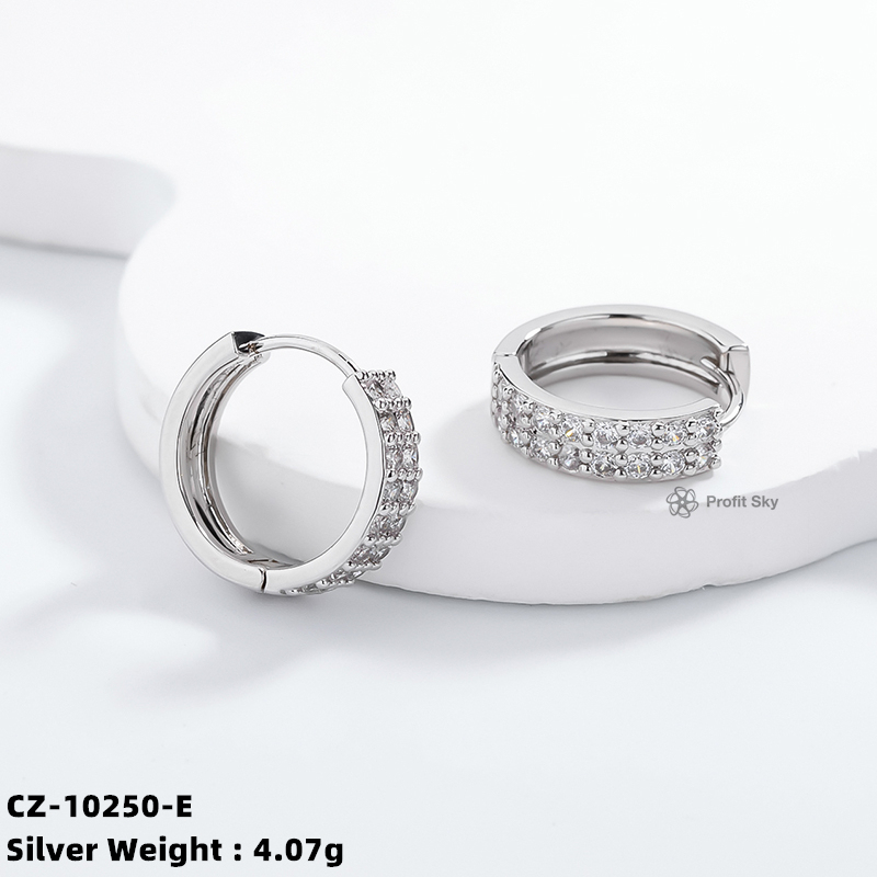 Single Row S925 Silver Hoop Earrings