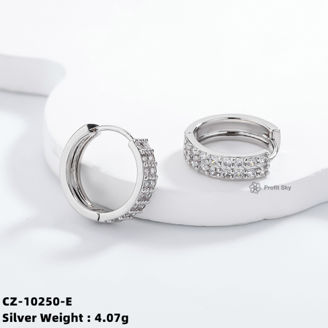 Single Row S925 Silver Hoop Earrings