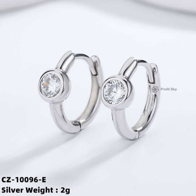 Moon and Star 925 Sterling Silver Hoop Earrings