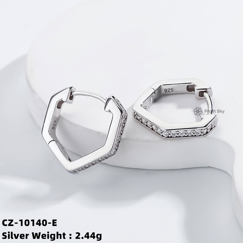 Round 925 silver Hoop Earring