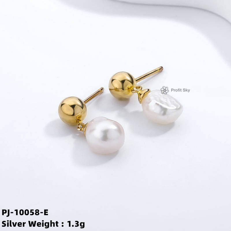 Organic Grace: Sterling Silver and Natural Pearl Earrings