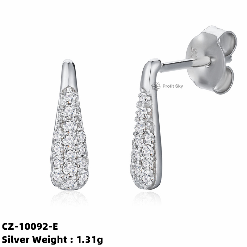 Delicate Cubic Zircon 925 Sterling Silver Stud Earrings
