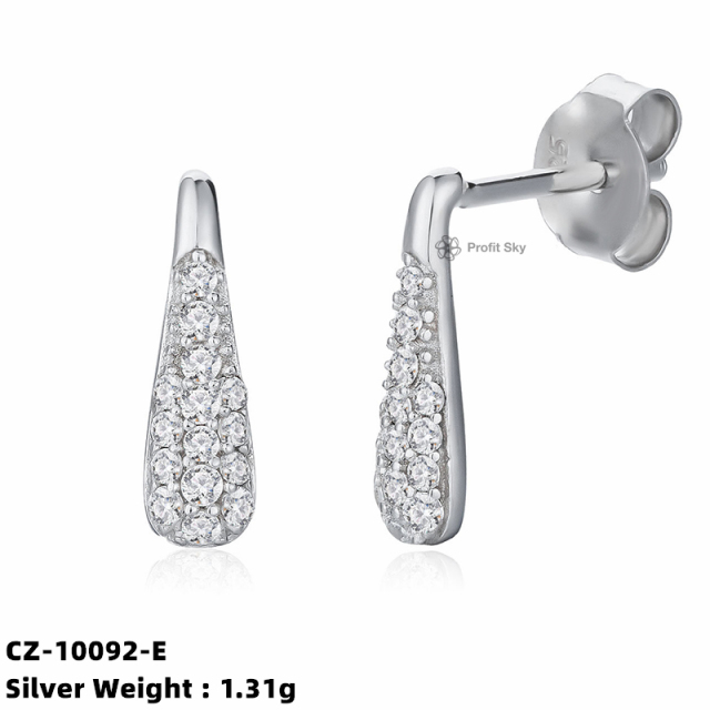 Delicate Cubic Zircon 925 Sterling Silver Stud Earrings