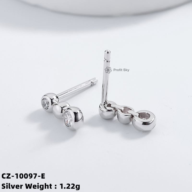 CZ Drop 925 Silver Stud Earring
