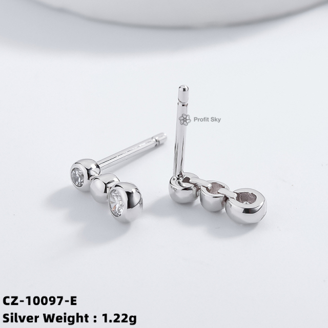 CZ Drop 925 Silver Stud Earring