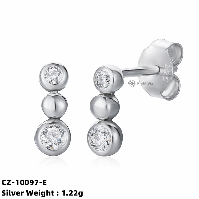 CZ Drop 925 Silver Stud Earring