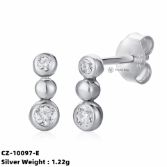 CZ Drop 925 Silver Stud Earring