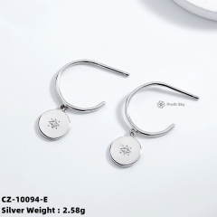 Moon and Star 925 Sterling Silver Hoop Earrings