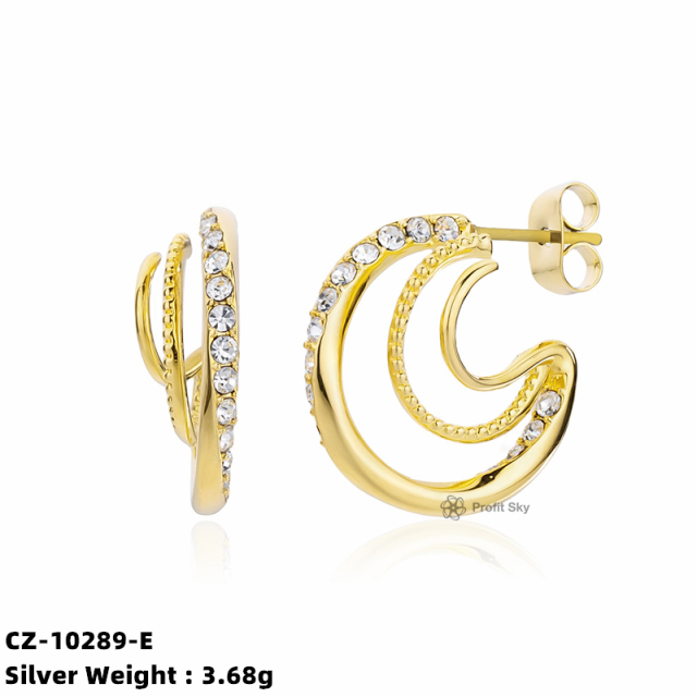 Vintage C-shaped Multiple Hollowed-Out Twist Earrings