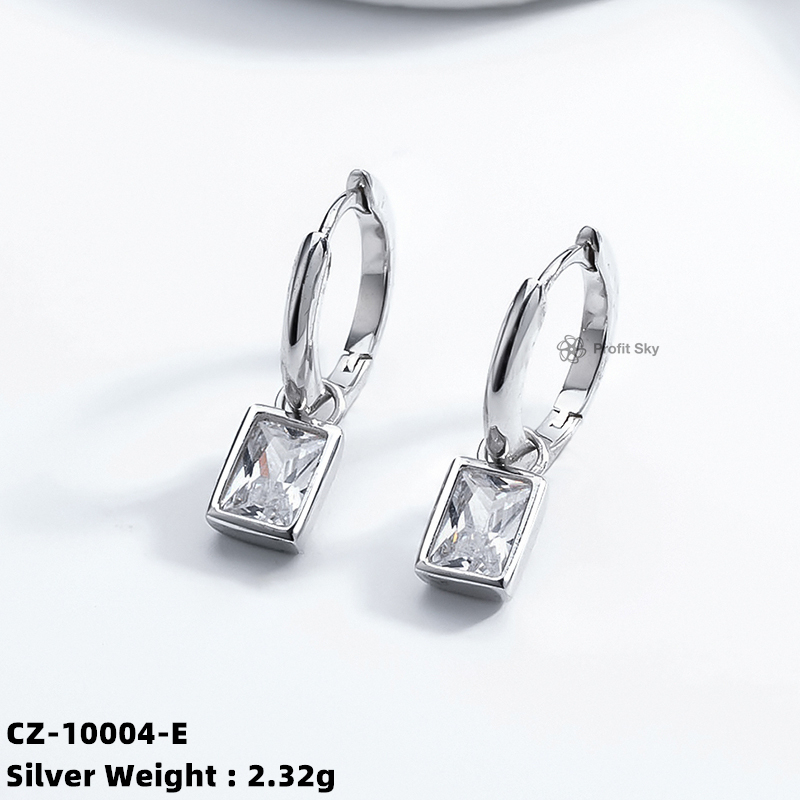 Sparkling CZ Silver Studs Earrings