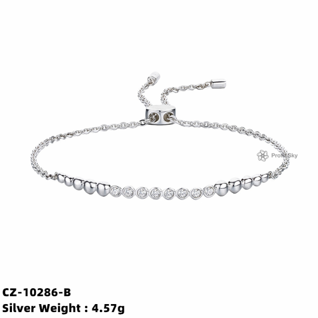 Heart-Shaped Sterling Silver Charm Bracelet