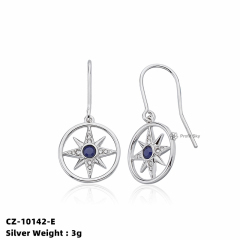 Six Point Star 925 Sterling Silver Hook Earrings