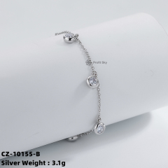 Contemporary Silver Bar Link Bracelet