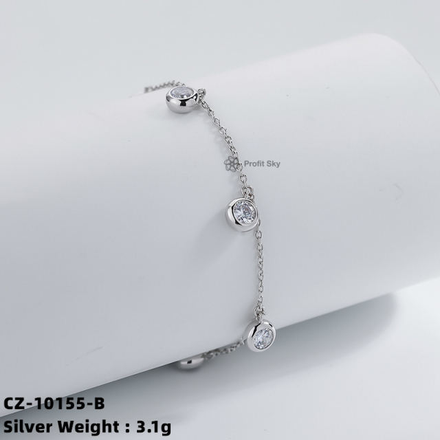 Contemporary Silver Bar Link Bracelet