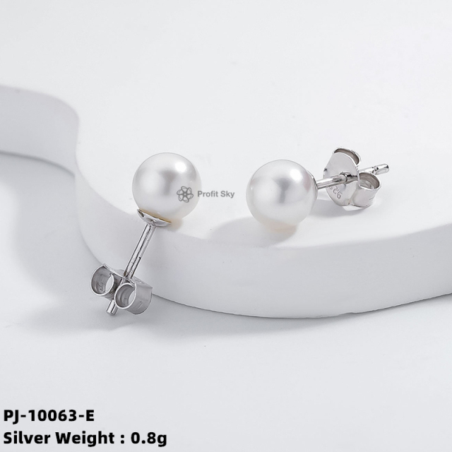 Radiant Simplicity: Sterling Silver Bar Pearl Earrings