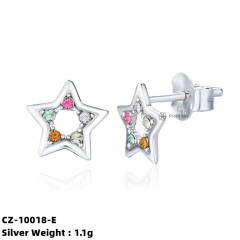 Moon and Star Silver Studs Earrings