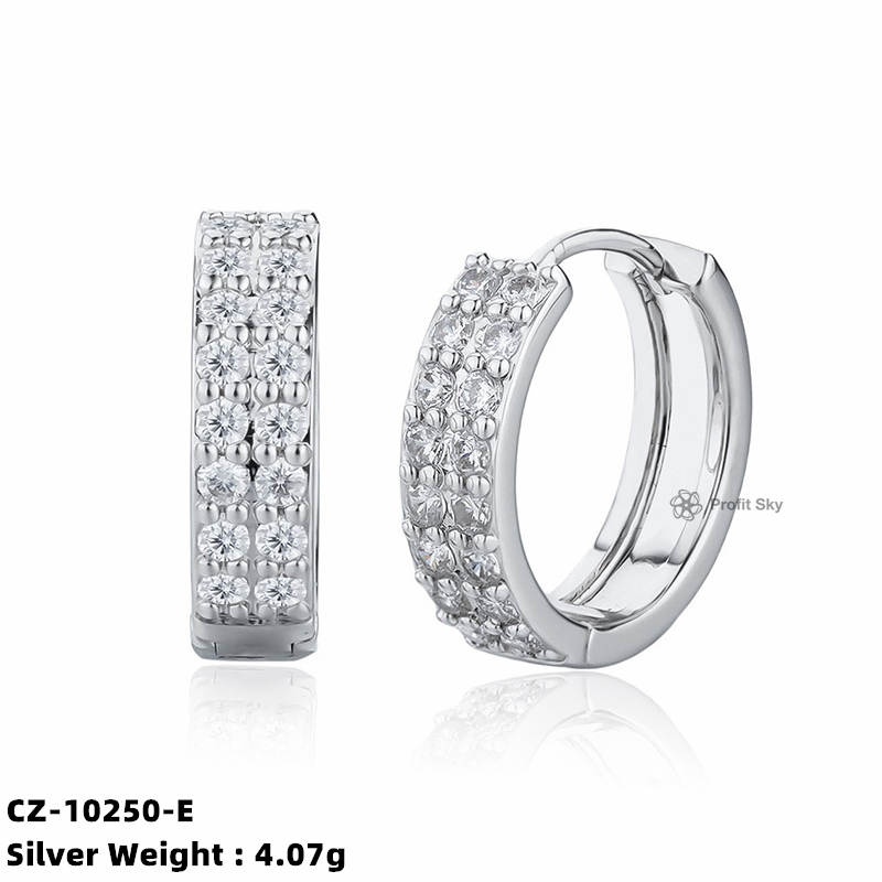 Two Row S925 Silver Hoop Earrings