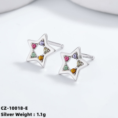 Moon and Star Silver Studs Earrings