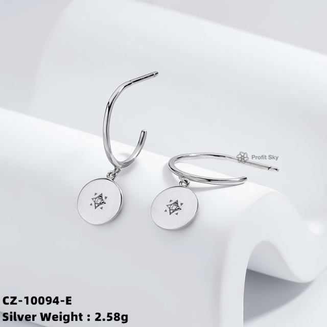 Delicate Cubic Zircon 925 Sterling Silver Stud Earrings