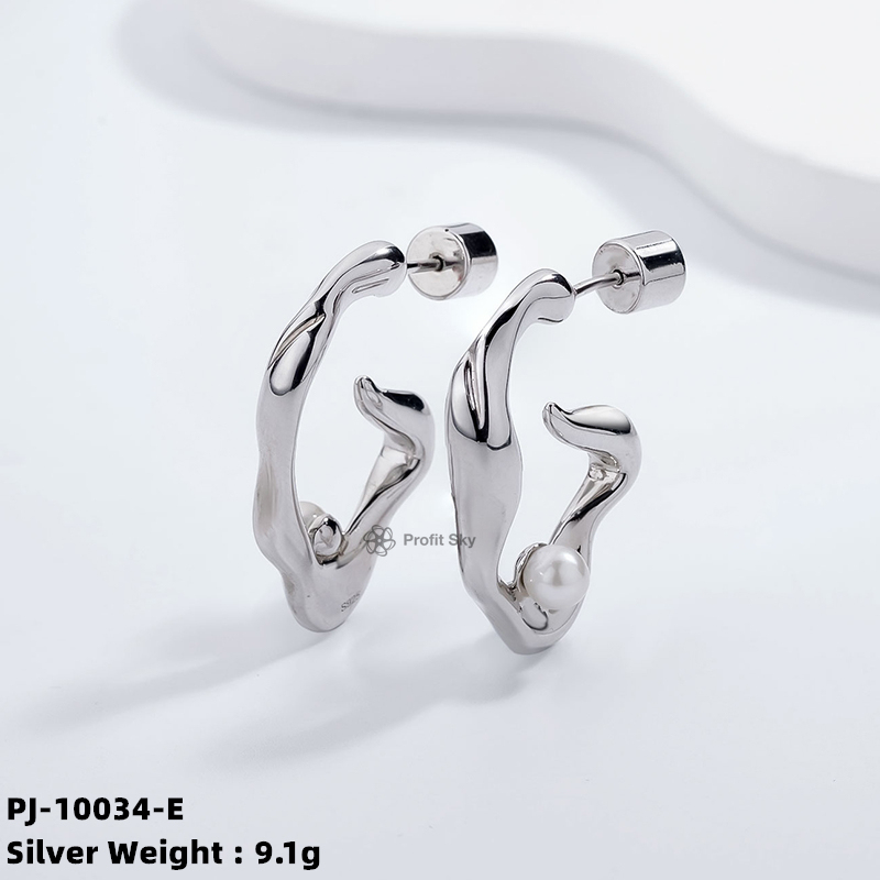 Lustrous Nights: Handcrafted Sterling Silver Pearl Stud Earrings