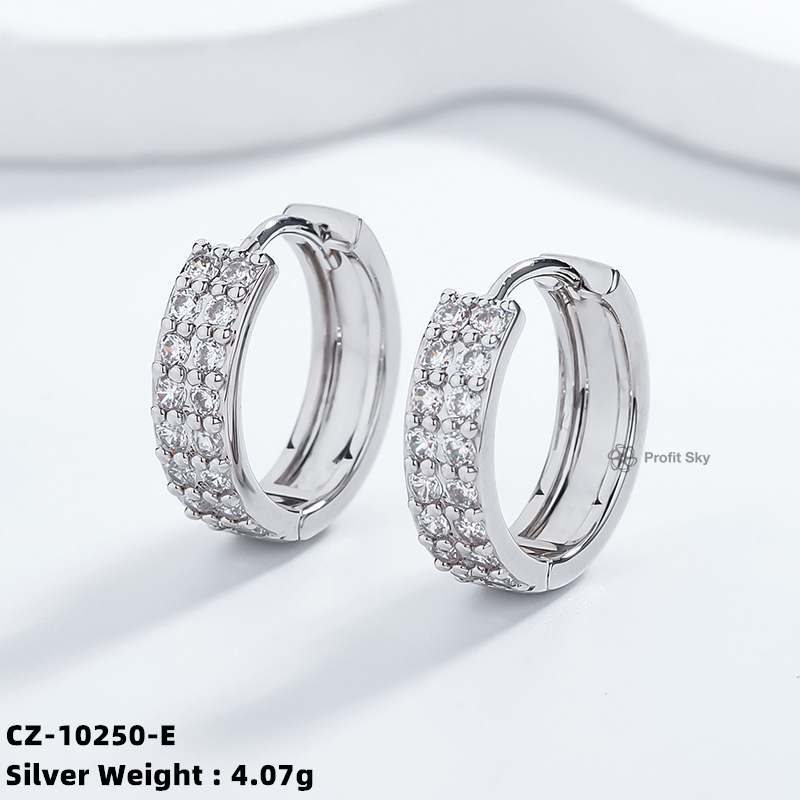 Two Row S925 Silver Hoop Earrings