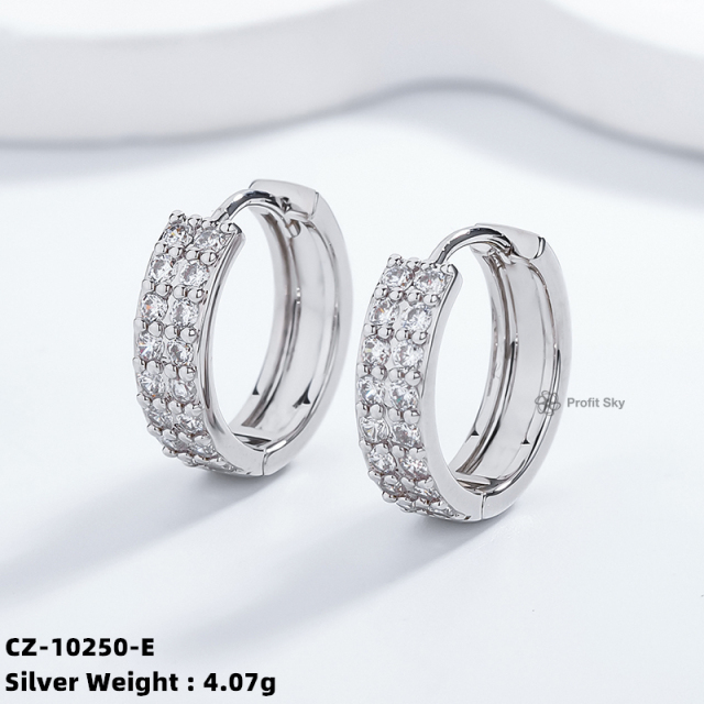 Two Row S925 Silver Hoop Earrings