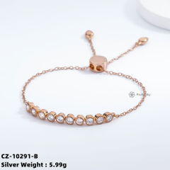 925 Sterling Silver Chain Crystal Knot Adjustable Cubic Zircon Charm Bracelet