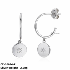 Moon and Star 925 Sterling Silver Hoop Earrings