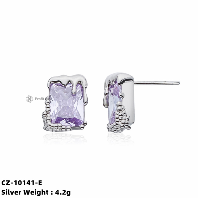Princess Cut Diamond 925 Sterling Silver Stud Earrings