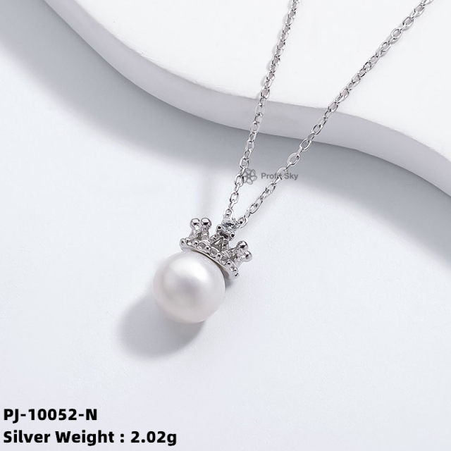 Bridal Radiance: Sterling Silver Bridal Pearl Necklace