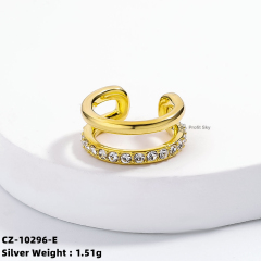 Multi layer Stud Earrings Double Zircon Hoop Silver Earrings
