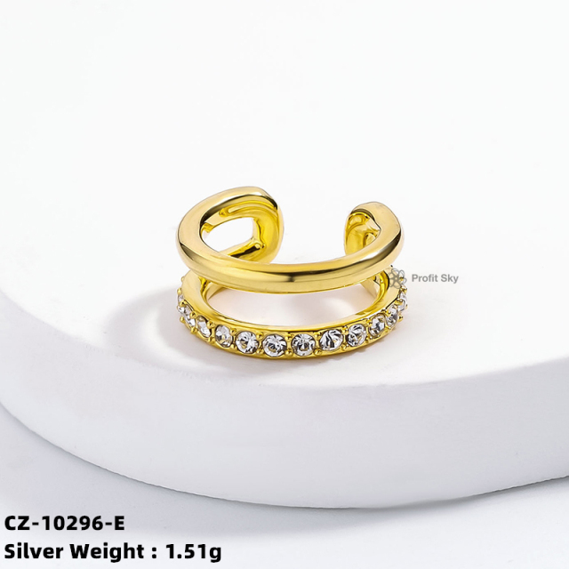 Multi layer Stud Earrings Double Zircon Hoop Silver Earrings