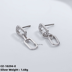 Chunky Long Chain Link Drop Silver Earrings