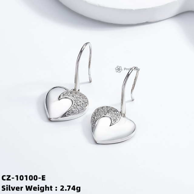 CZ Drop 925 Silver Stud Earring