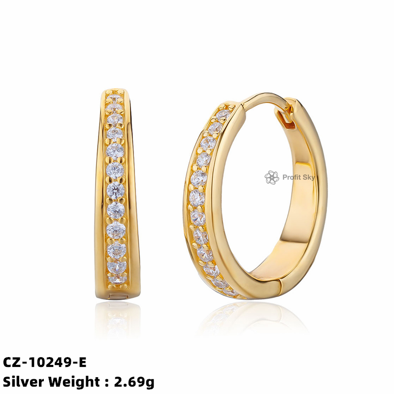 Single Row S925 Silver Hoop Earrings