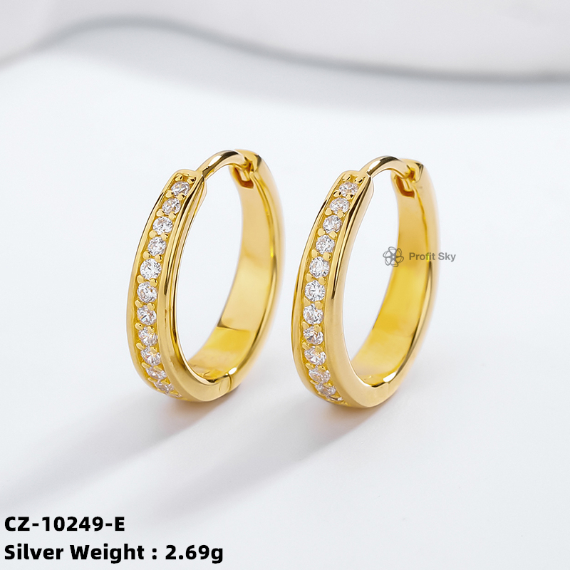 Single Row S925 Silver Hoop Earrings