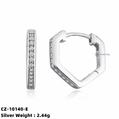 925 Sterling SIlver Geometric Hexagon Hoop Huggie Earings