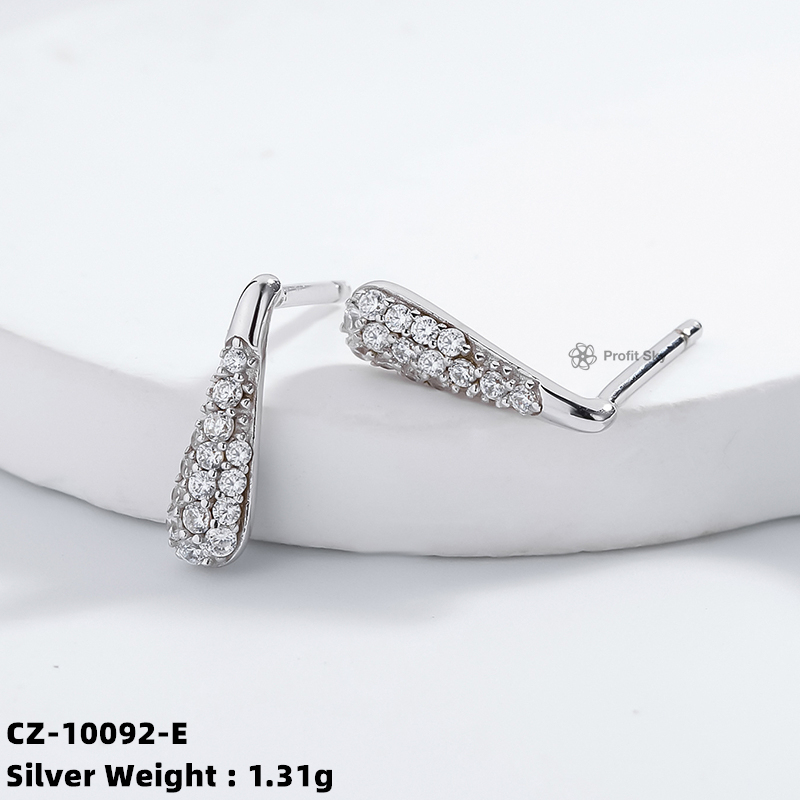 Delicate Cubic Zircon 925 Sterling Silver Stud Earrings