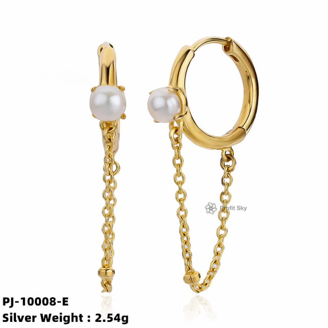 Lustrous Nights: Handcrafted Sterling Silver Pearl Stud Earrings